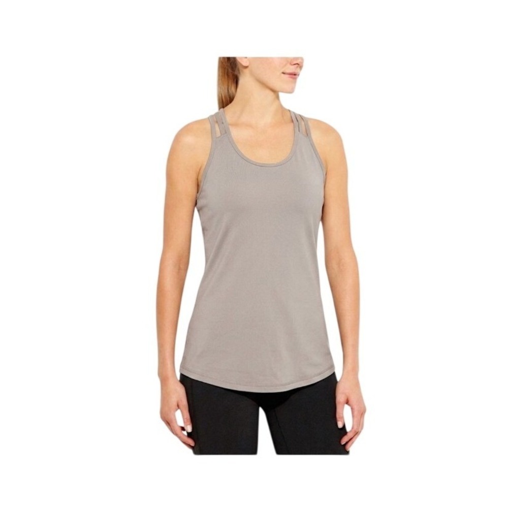 Lucy Activewear Tank Top Gray White Mesh Back Panel Sleeveless Pull-Over‎ M